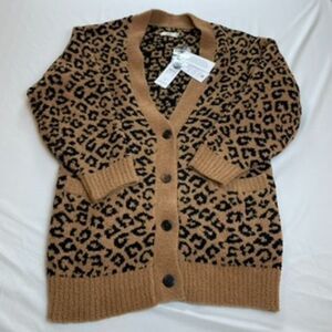 UGG Women's Joselyn Cardigan II Jacquard Sweater Size M NWT Cider Leopard